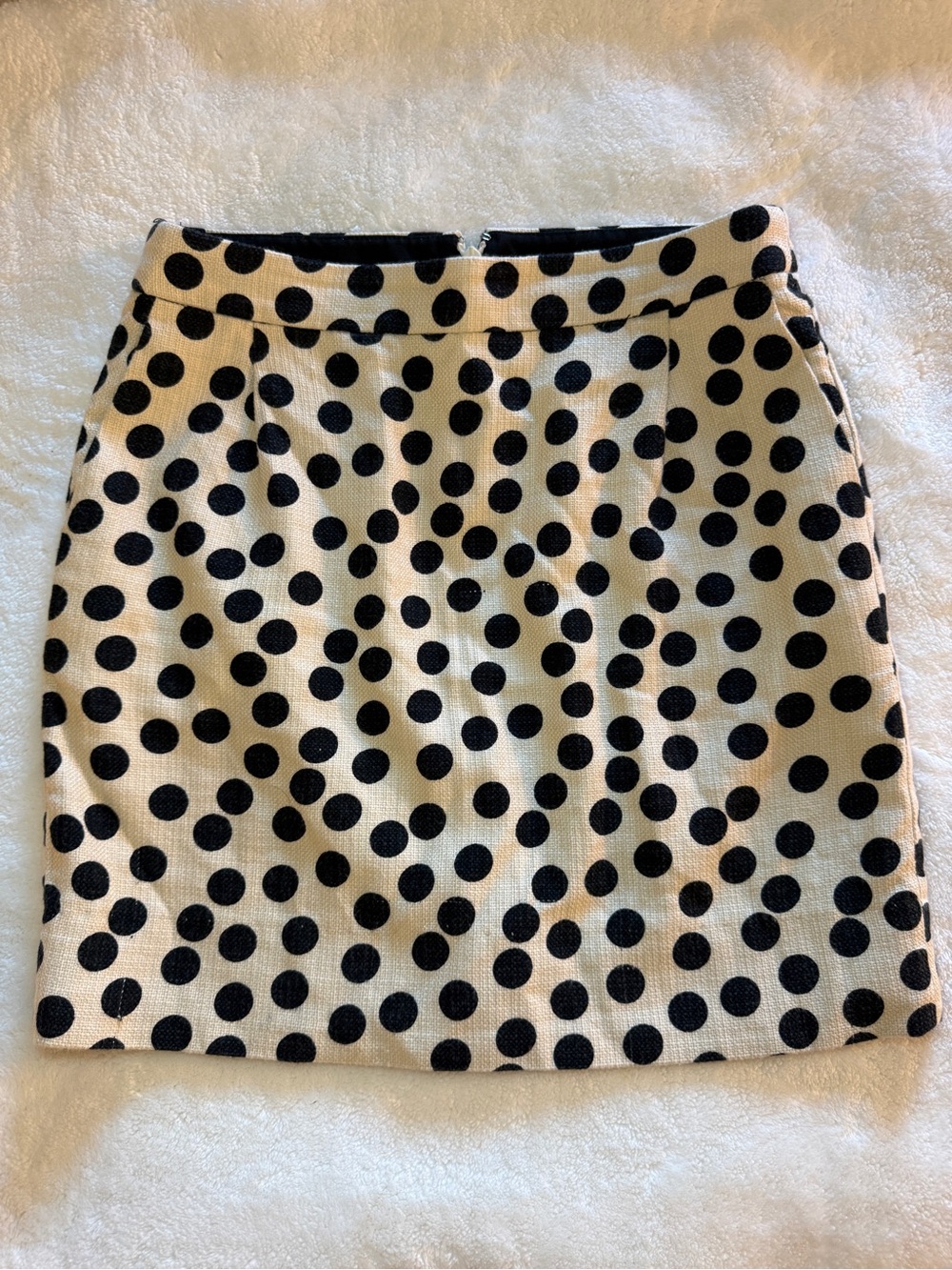 J Crew Black Polka Dot Cream Mini Skirt
